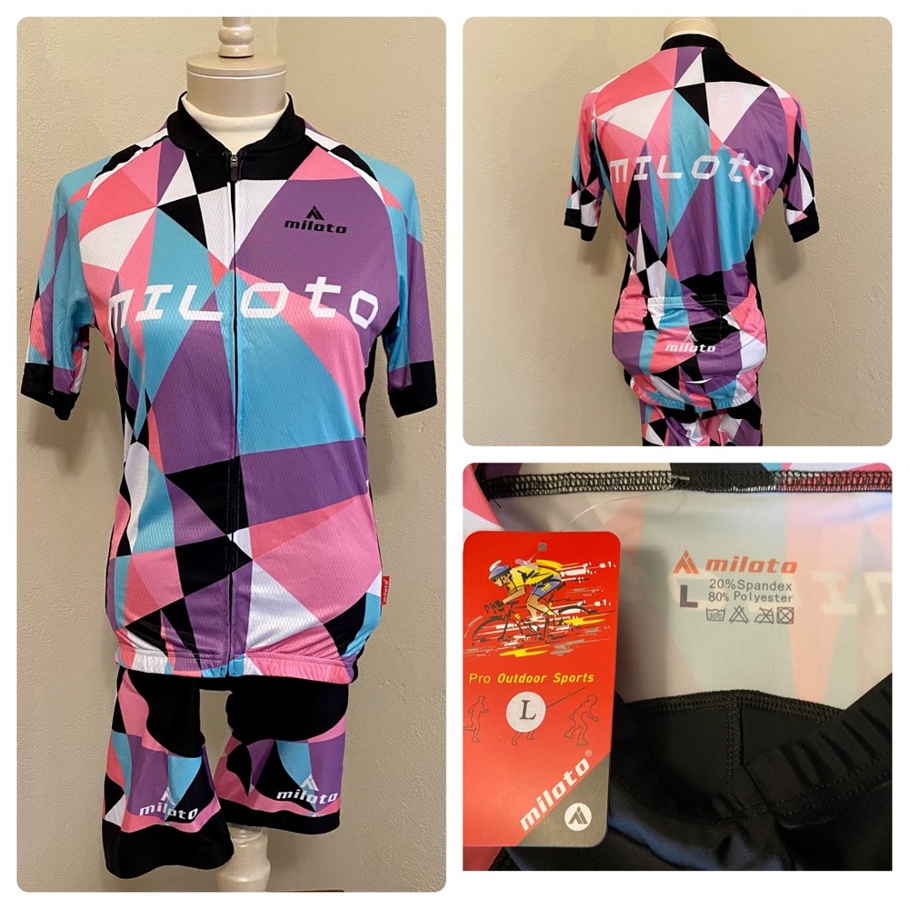 MILOTO Short Sleeve Cycling Jersey Padded Shorts L